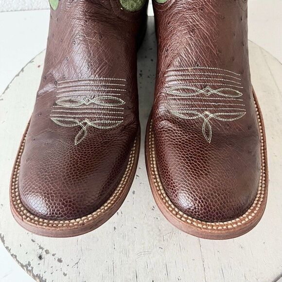 Rod Patrick Mens Cowboy Boots 11AAAA Brown Smooth Ostrich Leather Sole Round Toe - Picture 7 of 12